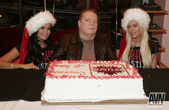 Larry Flynt with Daisey Marie and Riley Evans from a Party in December of 2008