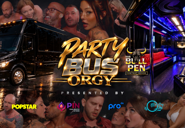 Bull Boss Josh Hosts a 14 Performer Party Bus Orgy